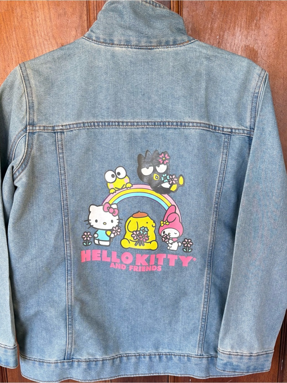 Sanrio Hello Kitty embroidered denim jacket light wash kids XL